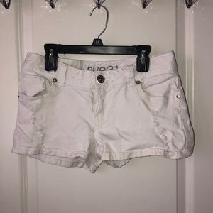 Ripped White Jean Shorts